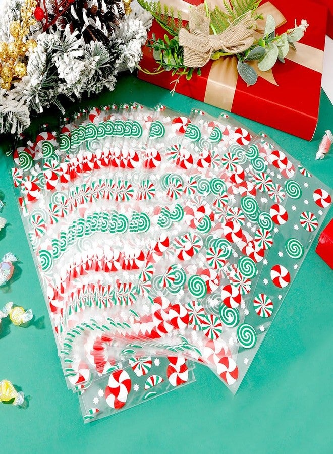 Luktastic Christmas Treat Bags, Christmas Candy Bags, 50 Pcs Red Green Candy Print Cellophane Treat Bag, Plastic Cello Cookie Snack Goodie Gift Bag with Twist Ties for Xmas Winter Holiday Party Favors Supplies - Image 5